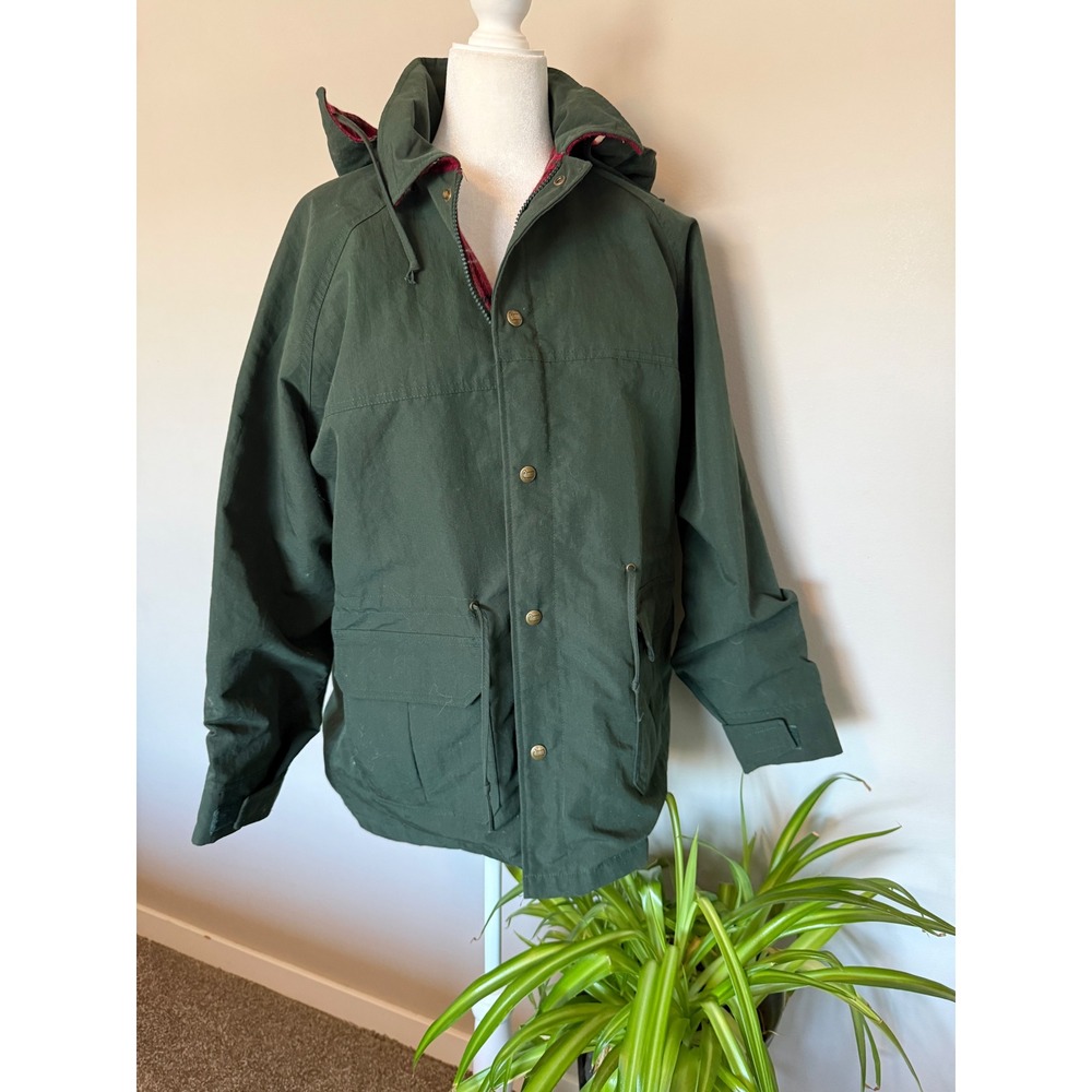 Woolrich Chore Parka Green Ankora Gorpcore Barn Plaid Lined Hooded VTG USA XL